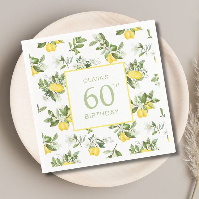 Lemon Citrus 60. Geburtstag Serviette (Von Creator hochgeladen)