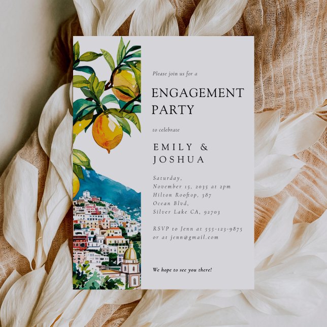 Lemon Citrus Amalfi Coast Engagement Partei Einladung (Von Creator hochgeladen)