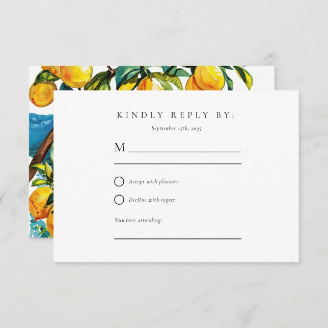 Lemon Citrus Amalfi Coast Wedding RSVP (Vorne/Hinten)