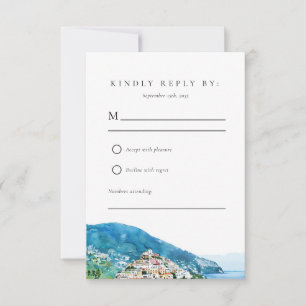 Lemon Citrus Amalfi Coast Wedding RSVP Karte
