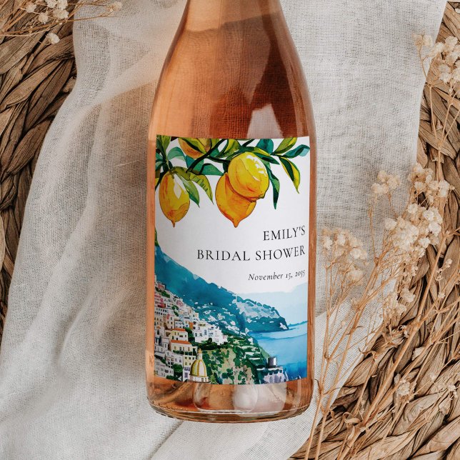 Lemon Citrus Amalfi Küste Brautparty Weinetikett (Von Creator hochgeladen)