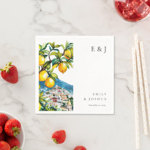 Lemon Citrus Amalfi Küste Italienische Hochzeit Serviette