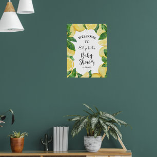 Lemon Citrus Baby Dusche Willkommen Poster