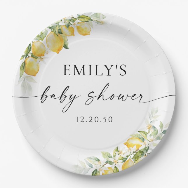 Lemon Citrus Baby Duschpapierplatte Pappteller (Vorderseite)