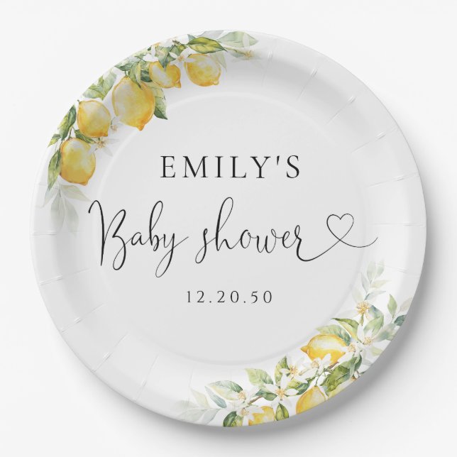 Lemon Citrus Baby Duschpapierplatte Pappteller (Vorderseite)