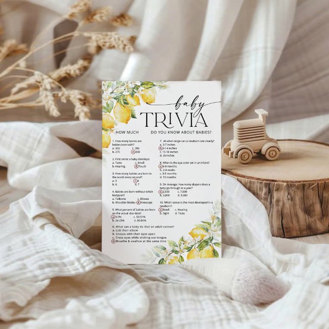 Lemon Citrus Baby Shower Baby Trivia Game (Von Creator hochgeladen)