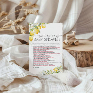 Lemon Citrus Baby Showumfrage zeigt Spielkarte