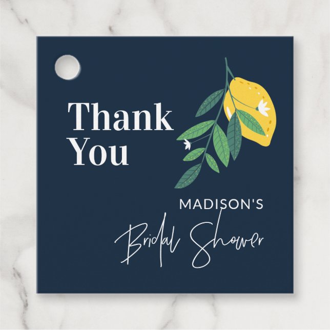 Lemon Citrus Blue Brautparty Hauptpresse Geschenkanhänger (Vorderseite)