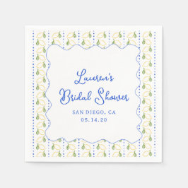 Lemon Citrus Blue & Yellow Amalfi Brautparty Serviette