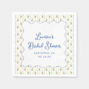 Lemon Citrus Blue & Yellow Amalfi Brautparty Serviette