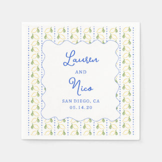 Lemon Citrus Blue & Yellow Amalfi Custom Wedding Serviette