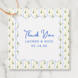 Lemon Citrus Blue & Yellow Wedding Vielen Dank Geschenkanhänger