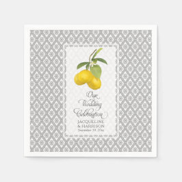 Lemon Citrus Blume Gelbe graue Hochzeit Serviette
