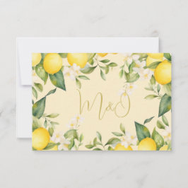 Lemon Citrus Botanical Modern Wedding RSVP Karte