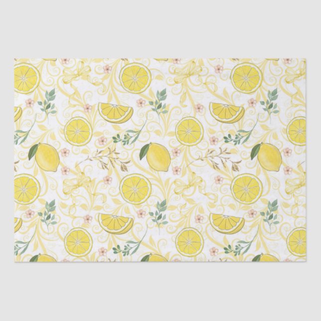 Lemon Citrus Botanical Seidenpapier (Vorderseite)