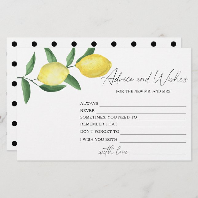 Lemon Citrus - Brautparty Beratung und Wünsche Briefpapier (Vorne/Hinten)