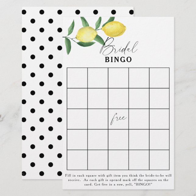 Lemon Citrus - Brautparty-Bingo-Spiel (Vorne/Hinten)