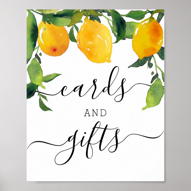 Lemon Citrus Brautparty Geschenke und Karten Unter Poster (Vorne)