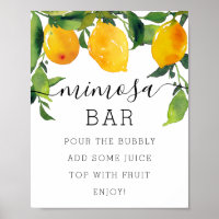 Lemon Citrus Brautparty Mimosa Bar Sign