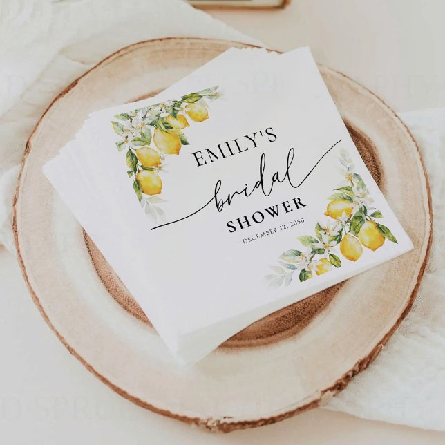 Lemon Citrus Brautparty Napkin Serviette (Von Creator hochgeladen)