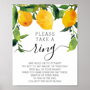 Lemon Citrus Brautparty Ring Game Poster