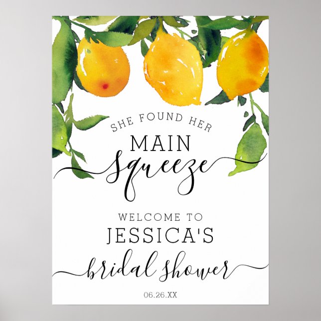 Lemon Citrus Bridal Main Squeeze Willkommenszeiche Poster (Vorne)