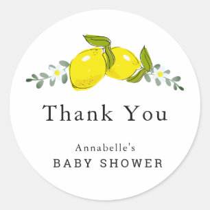 Lemon Citrus Floral Baby Dusche Danke Sticker