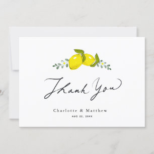 Lemon Citrus Floral Caligraphy Hochzeit Dankeskarte