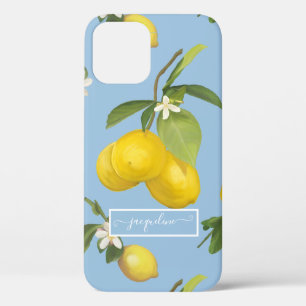 Lemon Citrus Floral Dusty Blauer Blattwerk Case-Mate iPhone Hülle