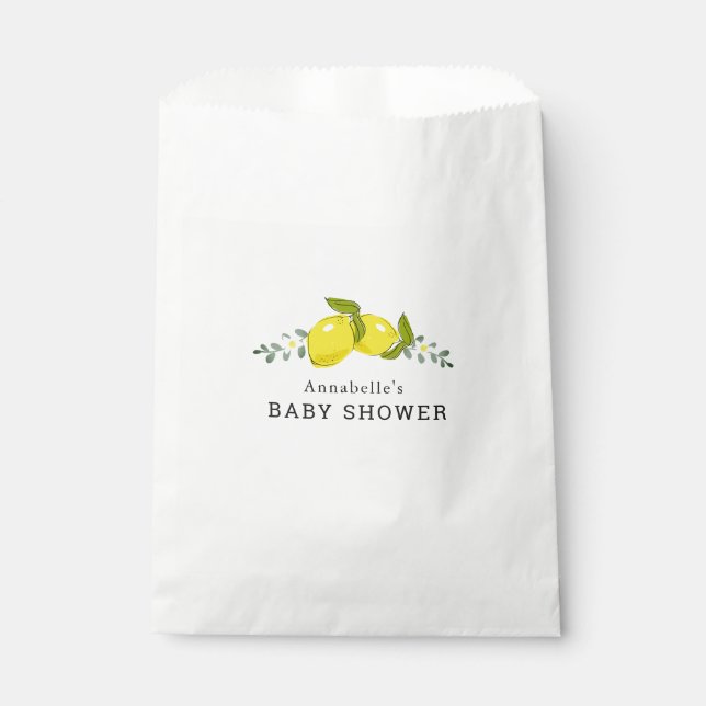 Lemon Citrus Floral Simple Baby Dusche Gefallen Ta Geschenktütchen (Vorderseite)