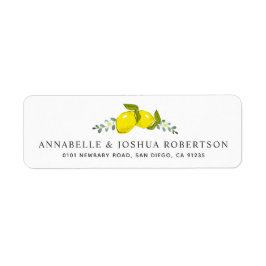 Lemon Citrus Floral SImple White Address Label