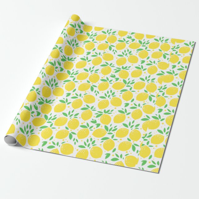 Lemon Citrus Frucht Orchard Thema Muster Geschenk Geschenkpapier (Ungerollt)