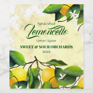 Lemon Citrus Fruit Lemoncello Weinetikett