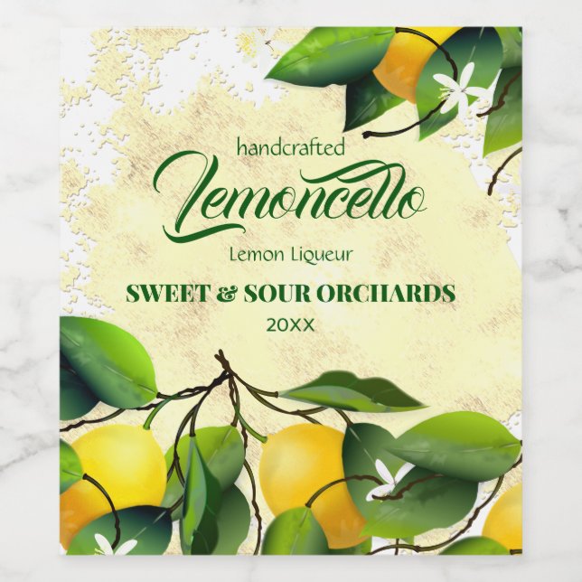 Lemon Citrus Fruit Lemoncello Weinetikett (Einzelnes Label)