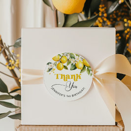 Lemon Citrus Geburtstagsparty danke Runder Aufkleber