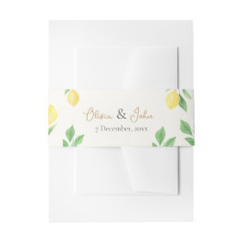 Lemon Citrus Green Wedding Invitation Belly Band
