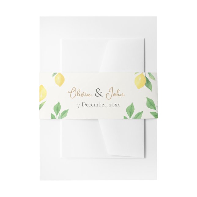 Lemon Citrus Green Wedding Invitation Belly Band (Vorderseite Beispiel)