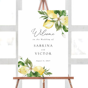 Lemon Citrus Greenery Floral Wedding Begrüßungszei Poster