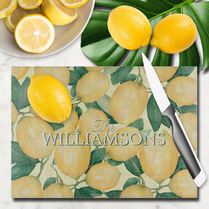 Lemon Citrus Greenery Personalisiert Schneidebrett
