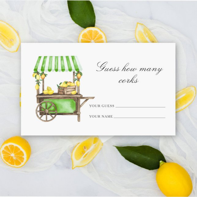 Lemon citrus - guess how many corks bridal game begleitkarte (Von Creator hochgeladen)
