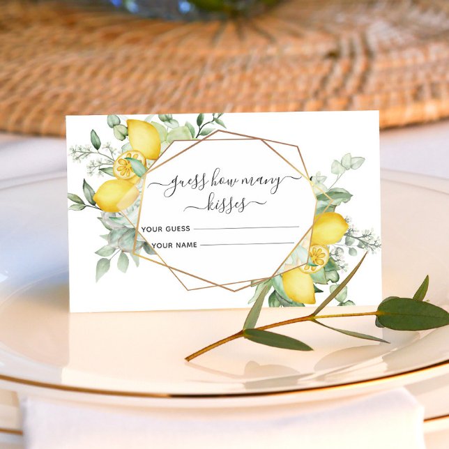 Lemon Citrus Guess Wie viele Kisses Bridal Spiel Begleitkarte (Von Creator hochgeladen)