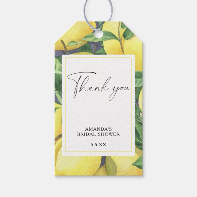 Lemon Citrus - Hochzeit Dankeschön Karte Geschenkanhänger (Vorderseite)