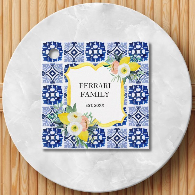 Lemon Citrus Italienisches Mittelmeer Fliesen Must Geschenkanhänger (In situ)