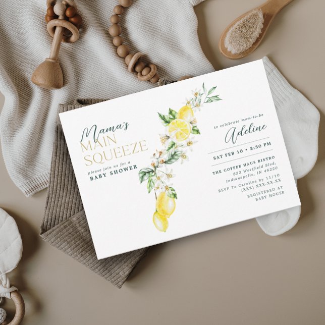Lemon Citrus Mama's Haupt Squeeze Baby Dusche Einladung (Von Creator hochgeladen)
