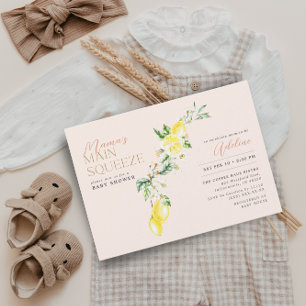 Lemon Citrus Mama's Haupt Squeeze Blush Baby Dusch Einladung