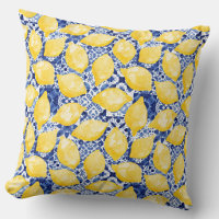 Lemon Citrus Mittelmeer Blaues Fliesenmuster