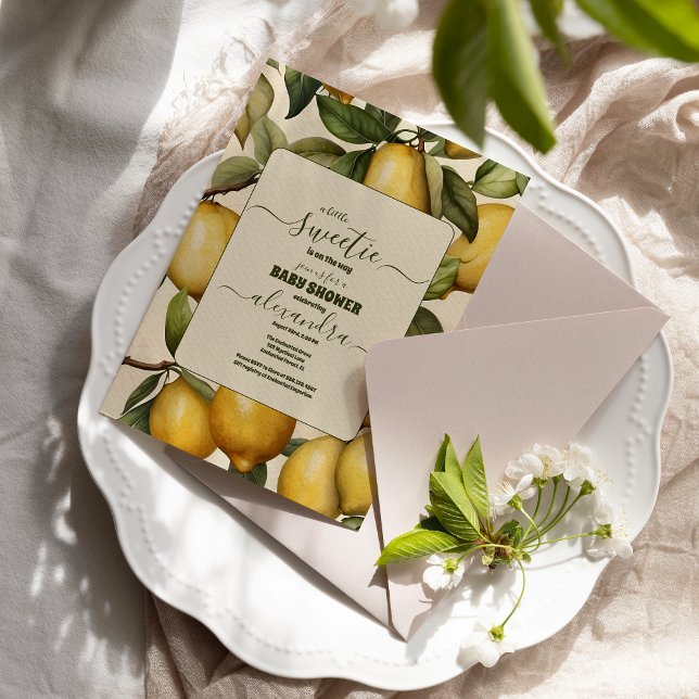 Lemon Citrus Mittelmeer Botanical Baby Dusche Einladung (Von Creator hochgeladen)