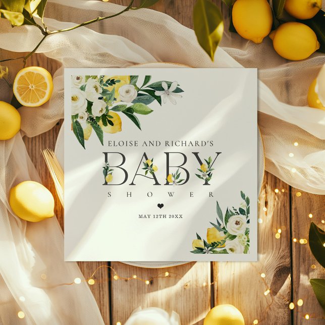 Lemon Citrus Mittelmeer Botanical Baby Dusche Serviette (Von Creator hochgeladen)