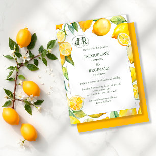 Lemon Citrus Modernes, lebendiges und feines Monog Einladung