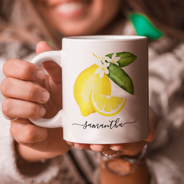 Lemon Citrus Monogram Kaffeetasse (Von Creator hochgeladen)